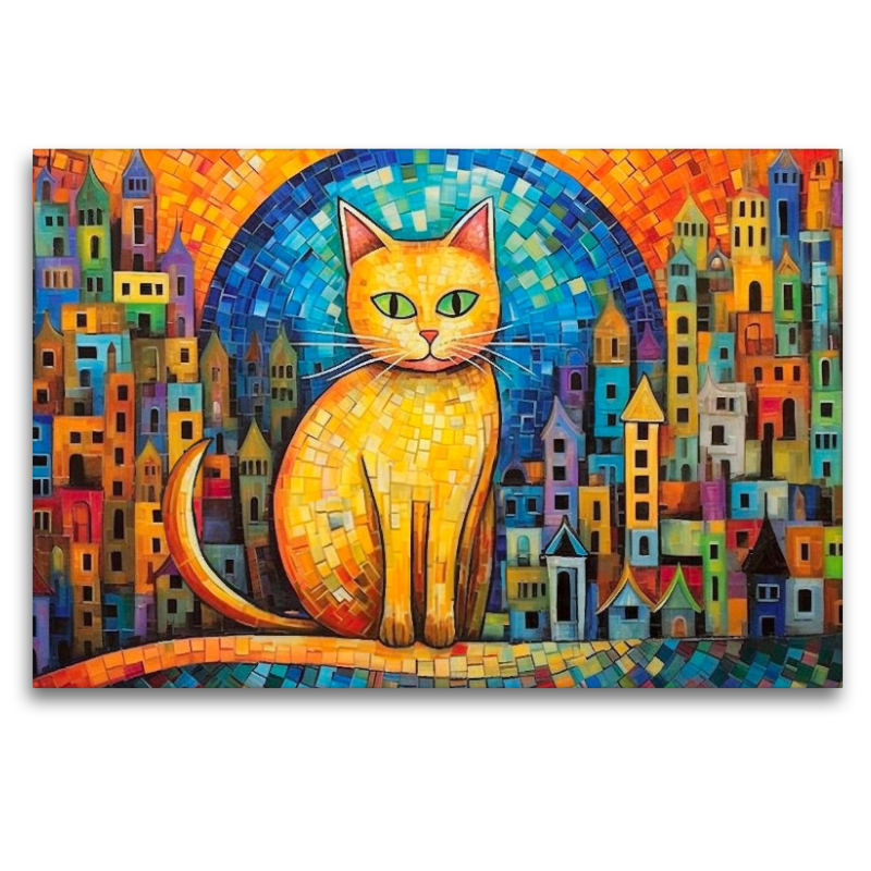 Katze Im Stil von Friedensreich Hundertwasser