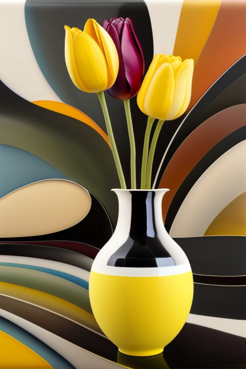 Bunte Tulpen in einer stylischen Vase, erstellt mit KI