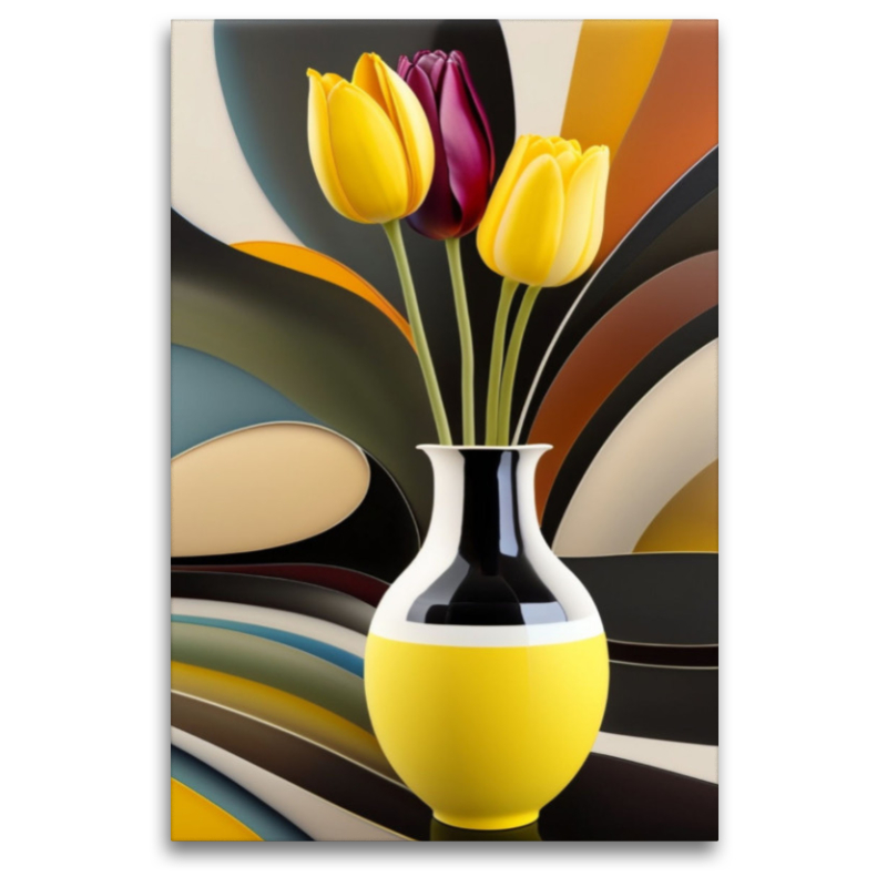 Bunte Tulpen in einer stylischen Vase, erstellt mit KI