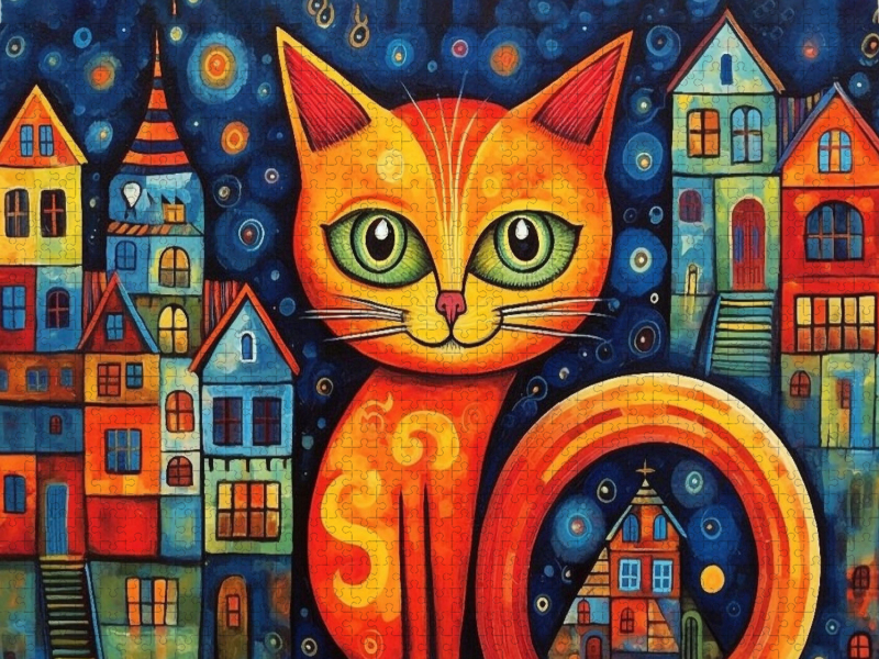 Katze Im Stil von Friedensreich Hundertwasser II