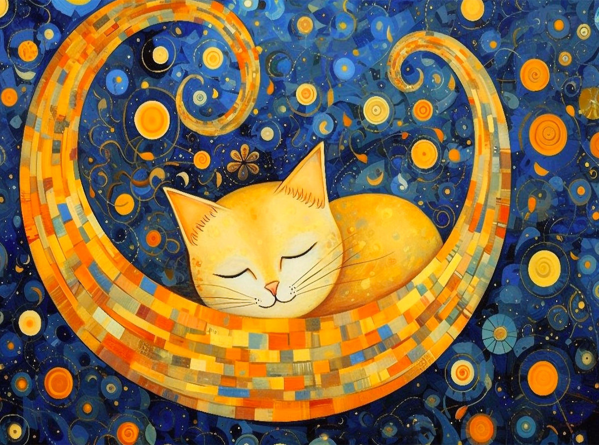 Katze im Stil von Gustav Klimt