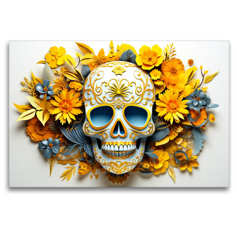 Blue Yellow Skull