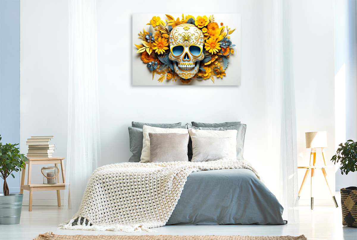 Blue Yellow Skull