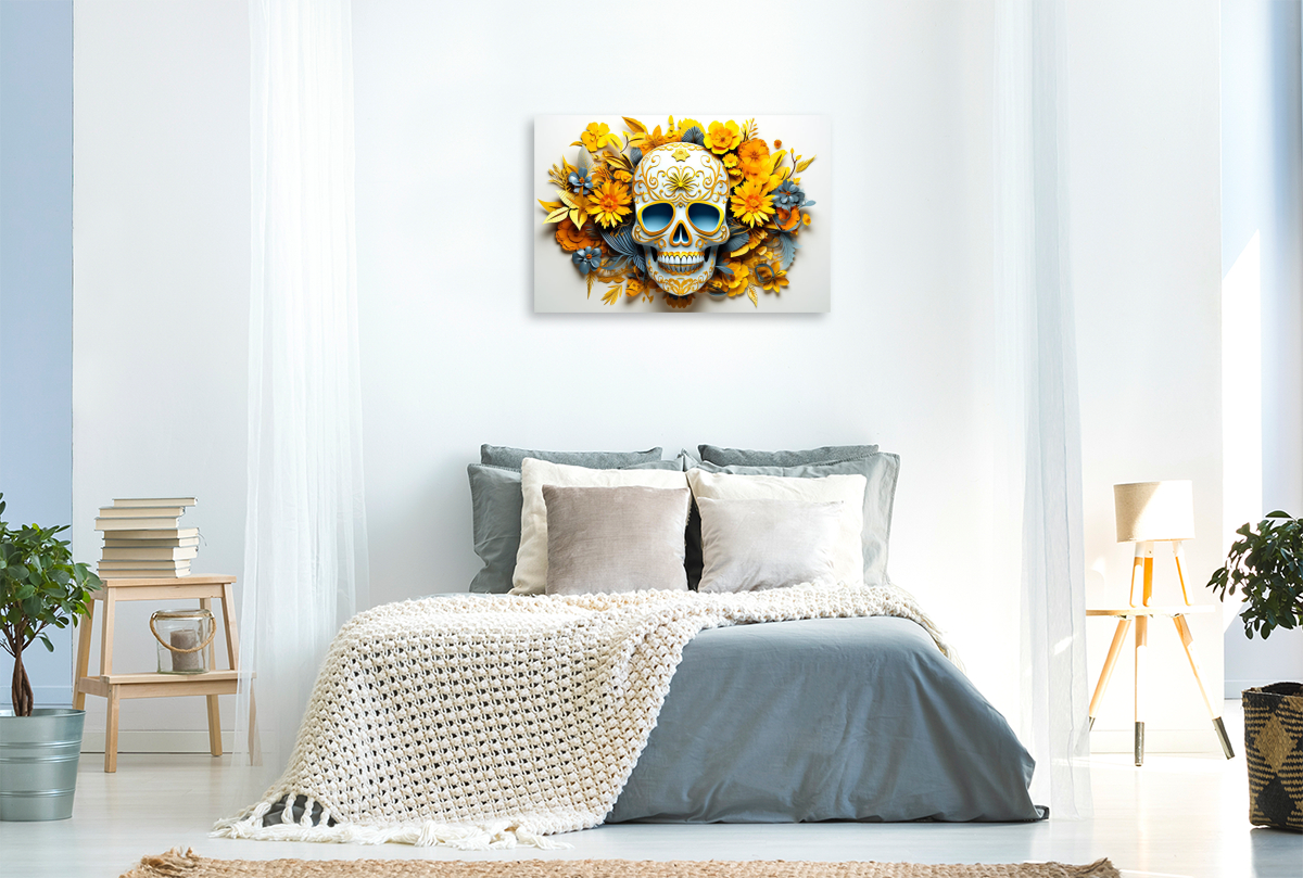 Blue Yellow Skull