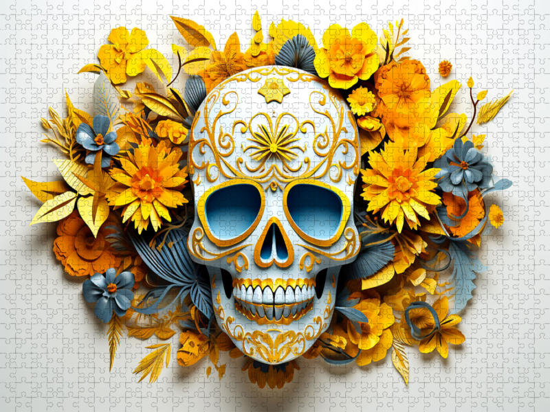 Blue Yellow Skull