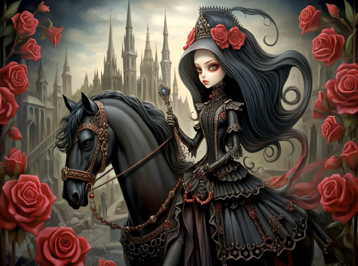 Gothic Queen mit Pferd