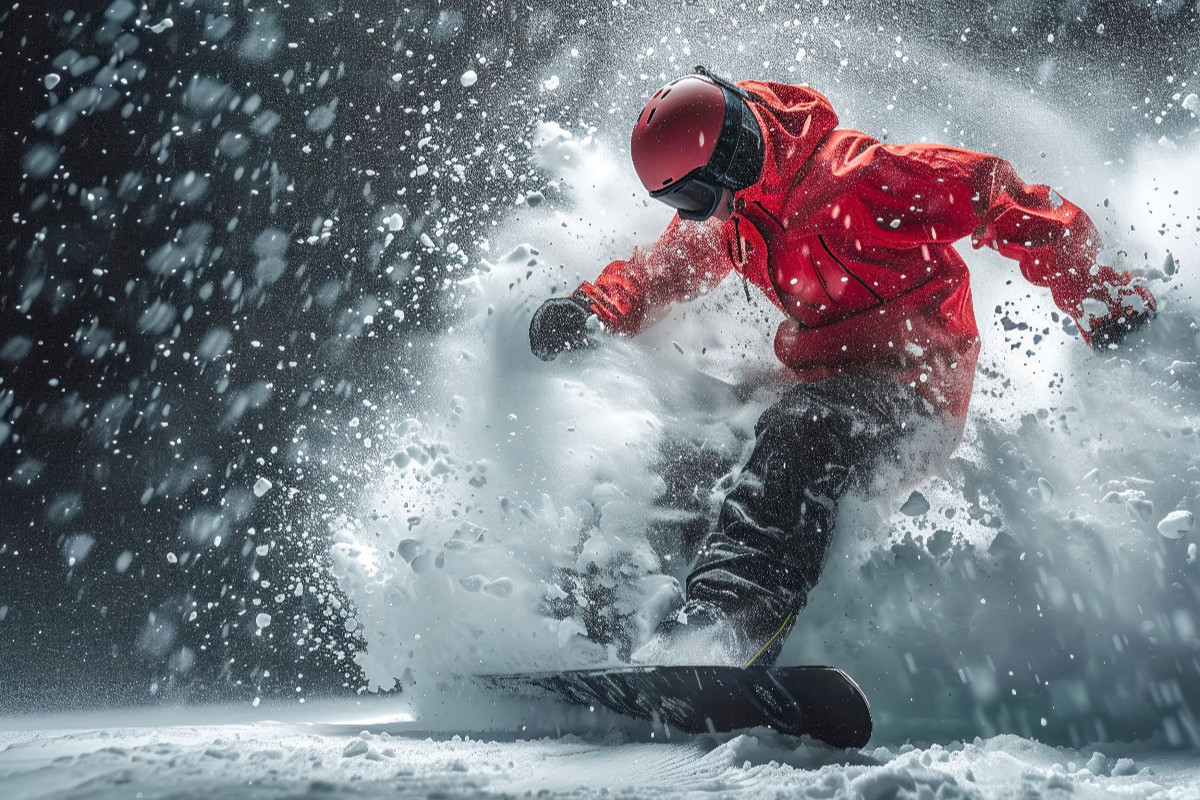 Snowboarden, perfekte Drehung