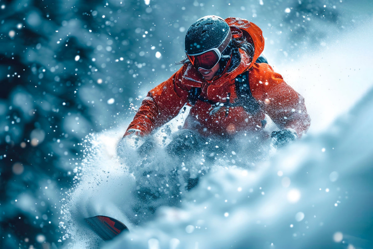 Snowboarden, voller Power abwärts