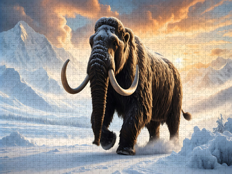 Mammut im Sonnenuntergang der Eiszeit