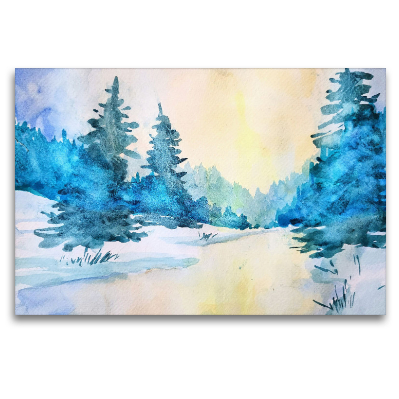 Aquarell - Winterwald