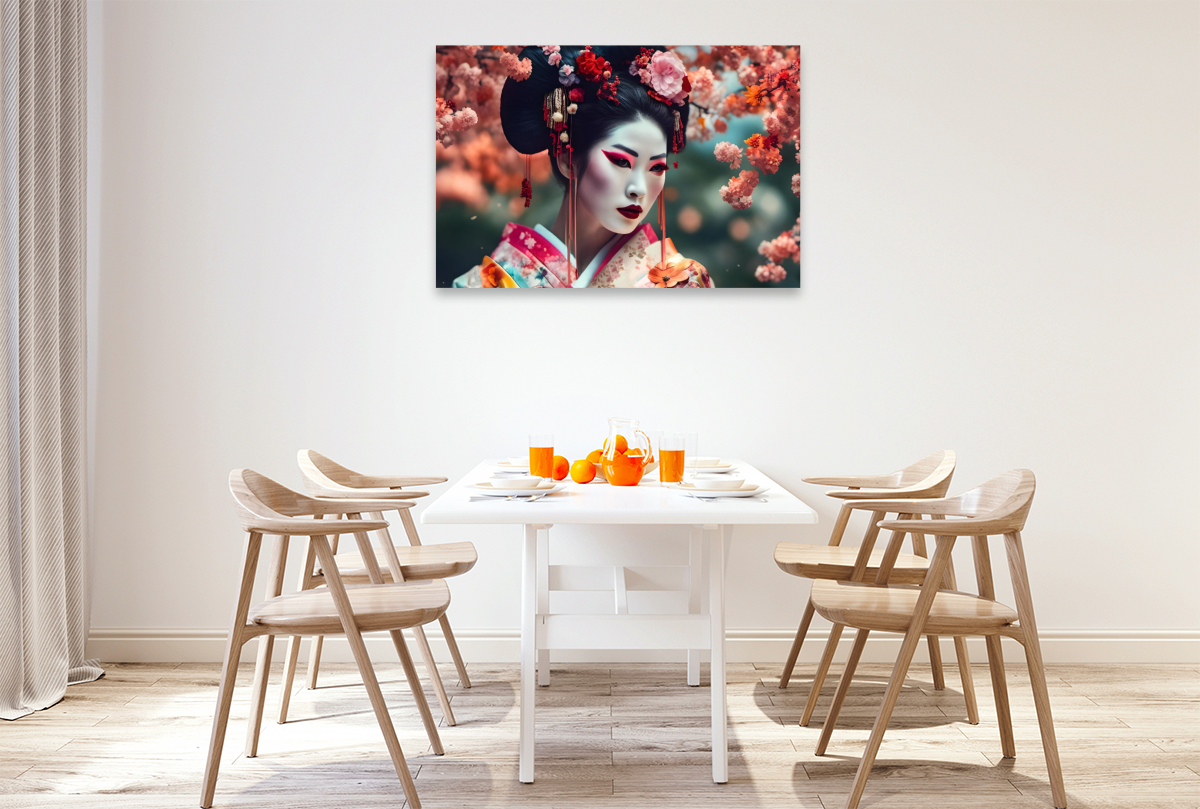 Geisha mit buntem Gewand