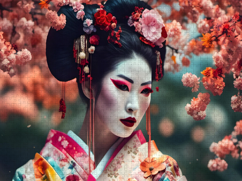 Geisha mit buntem Gewand