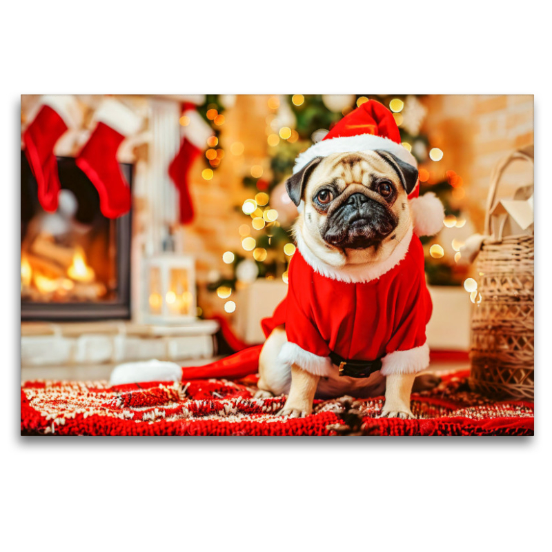 Mops als Weihnachtsmann