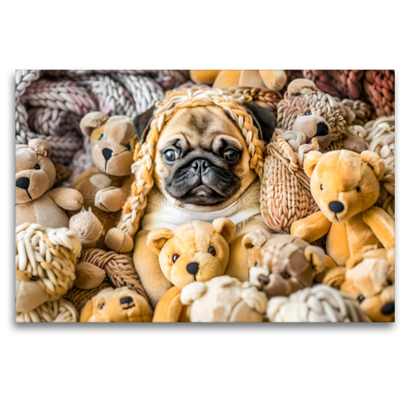 Mops im Kuscheltierparadies