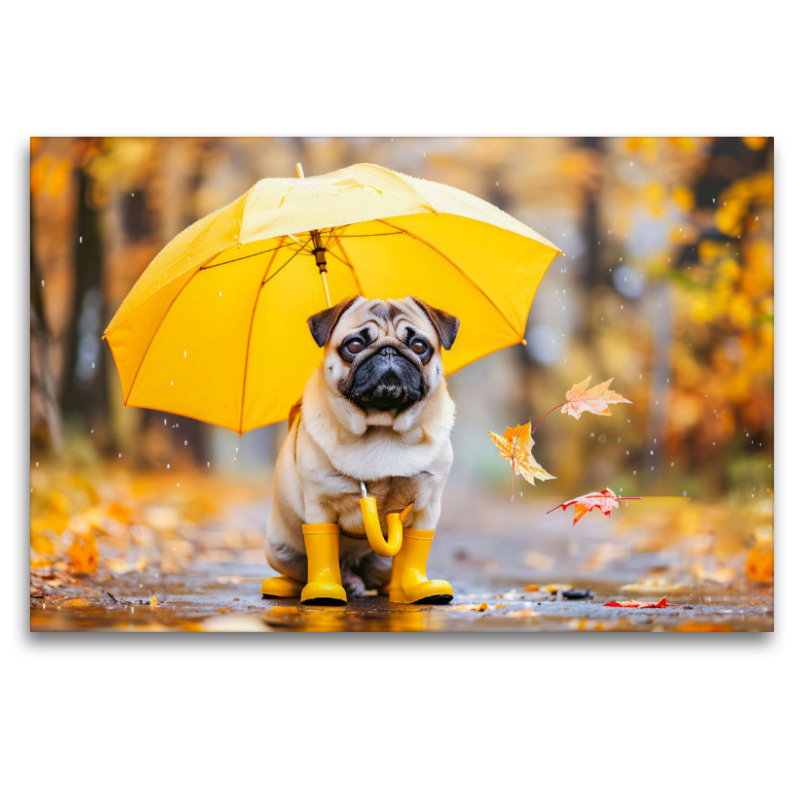 Mops im Herbstwald Es ist immer Mops-Wetter