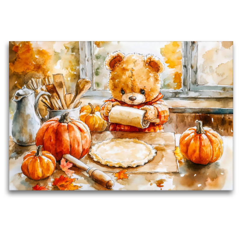 Teddy backt Kürbiskuchen zu Halloween