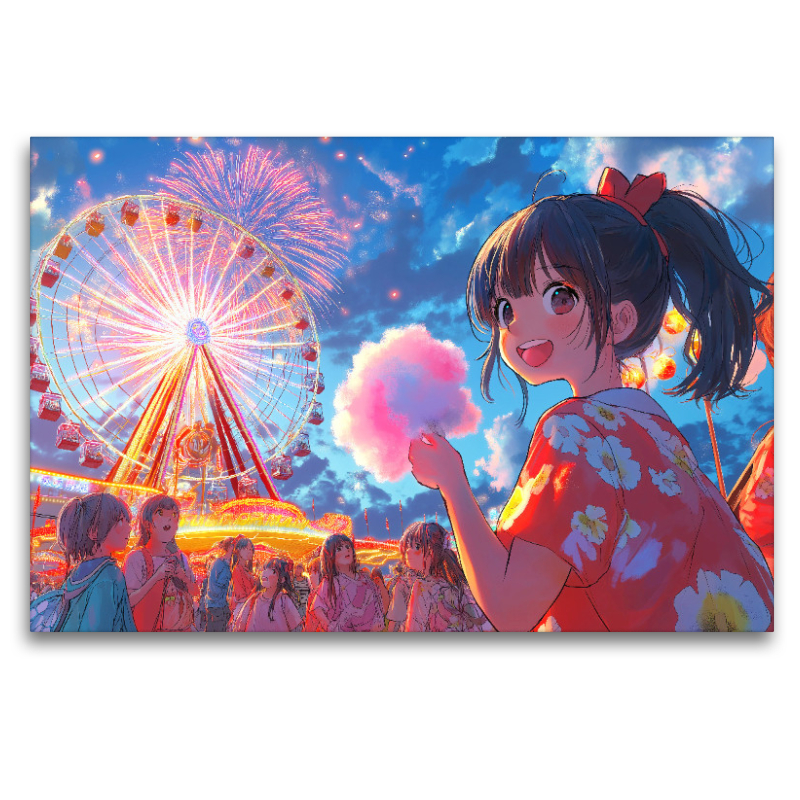 Kawaii Anime Sommerfest – Riesenrad und Feuerwerk in Shoujo-Stil mit Yukata