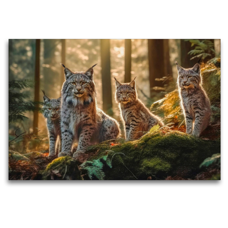 Luchs, Katze mit ihrer Familie