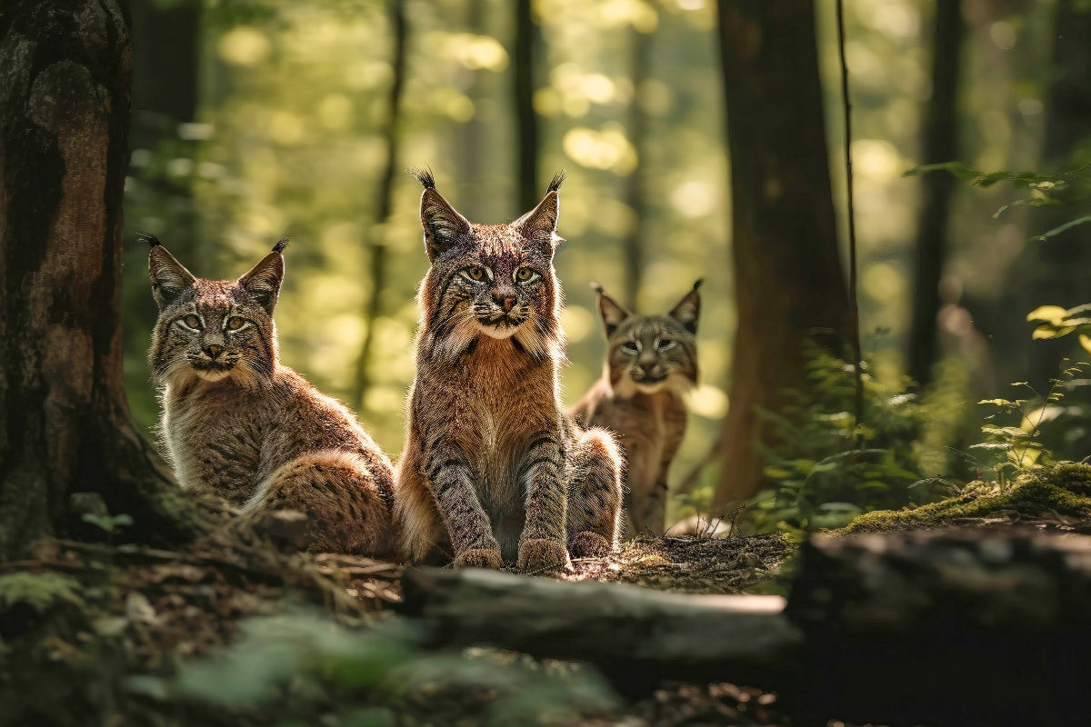 Luchs, verstecken im Wald