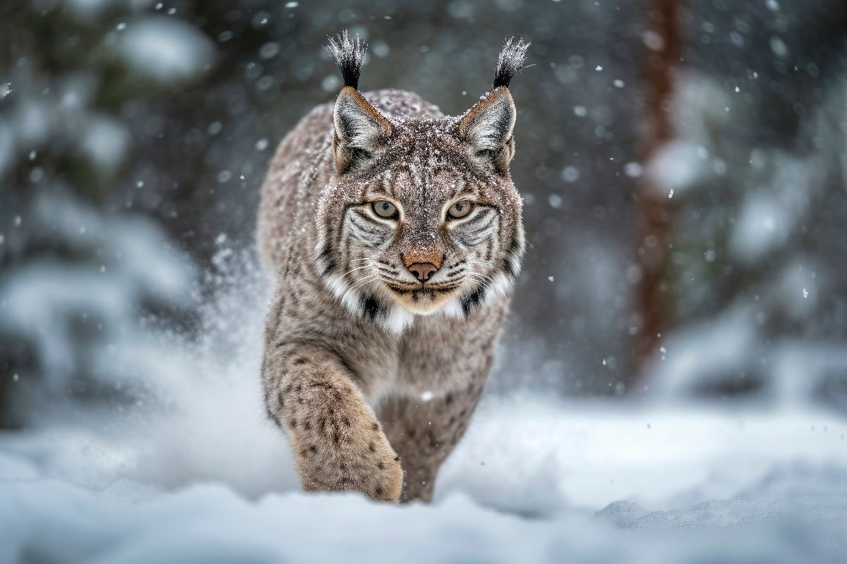 Luchs, Streifzug durch den Schnee