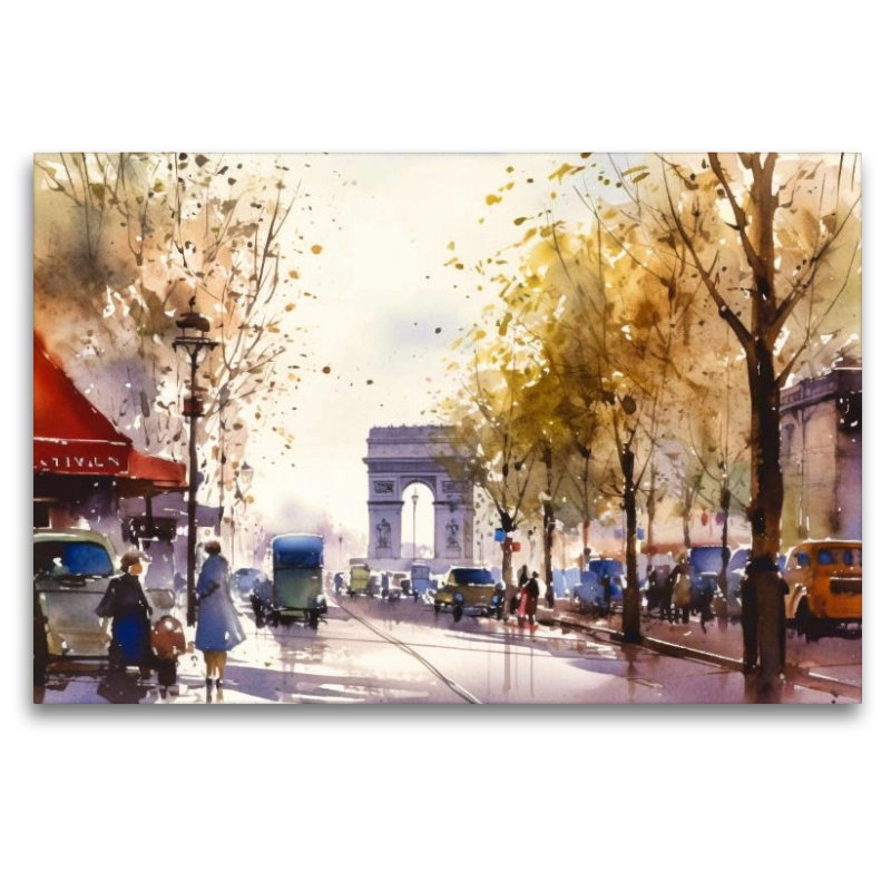 Straßenszene mit Arc de Triomphe