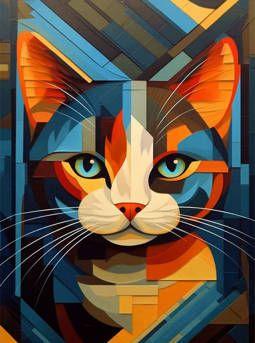 Katzenportrait in modernem Kunststil