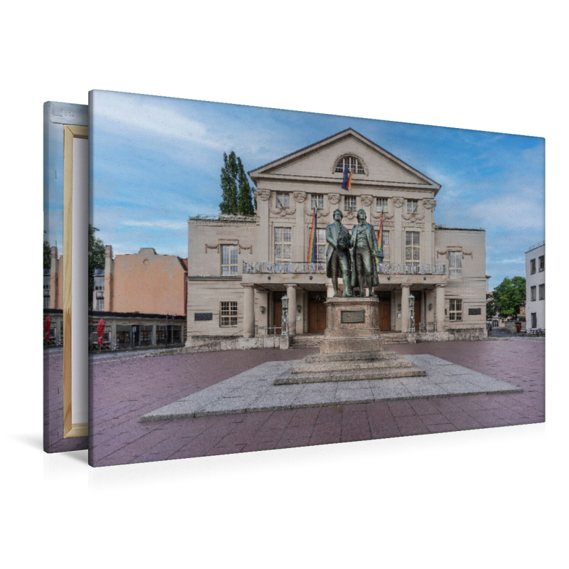 Goethe und Schiller Denkmal vor den Nationaltheater Weimar.