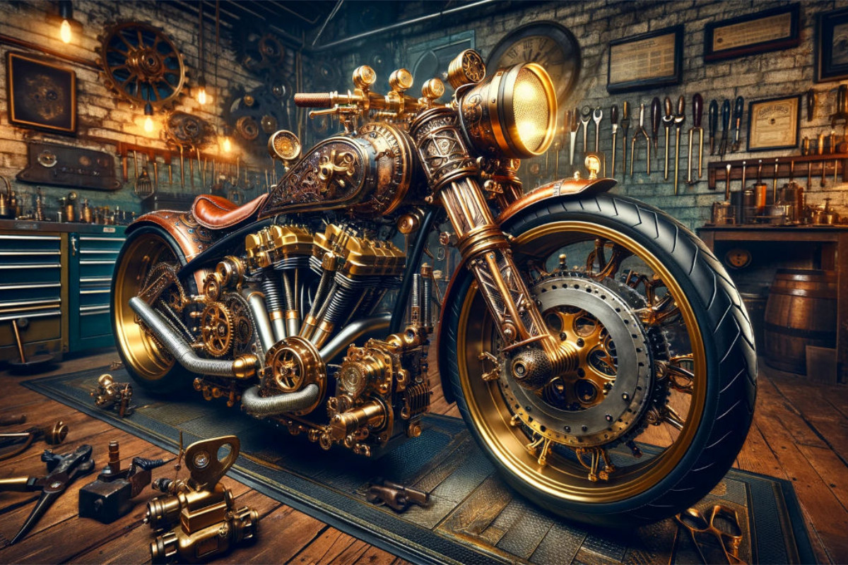 Steampunk Voyager: Ein Custom-Bike im Steampunk-Design - Ein Motiv aus dem Kalender Custom Dreams - Showbike Wonders