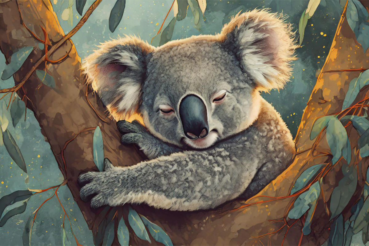 Der Koala hält ein Nickerchen