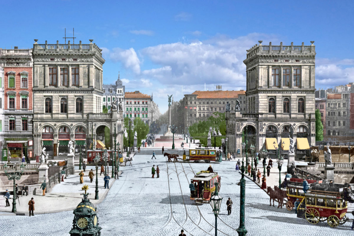 Berlin - Blick auf den Belle-Alliance-Platz (heute Mehringplatz) um 1899-1905