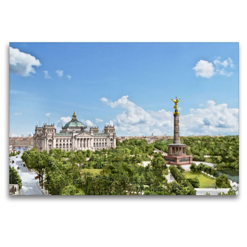 Berlin - Reichstagsgebäude und Siegessäule 1895-1900