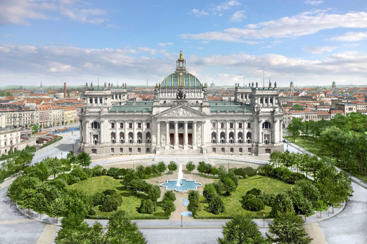 Berlin - Reichstag von der Siegessäule aus gesehen 1890 bis 1900