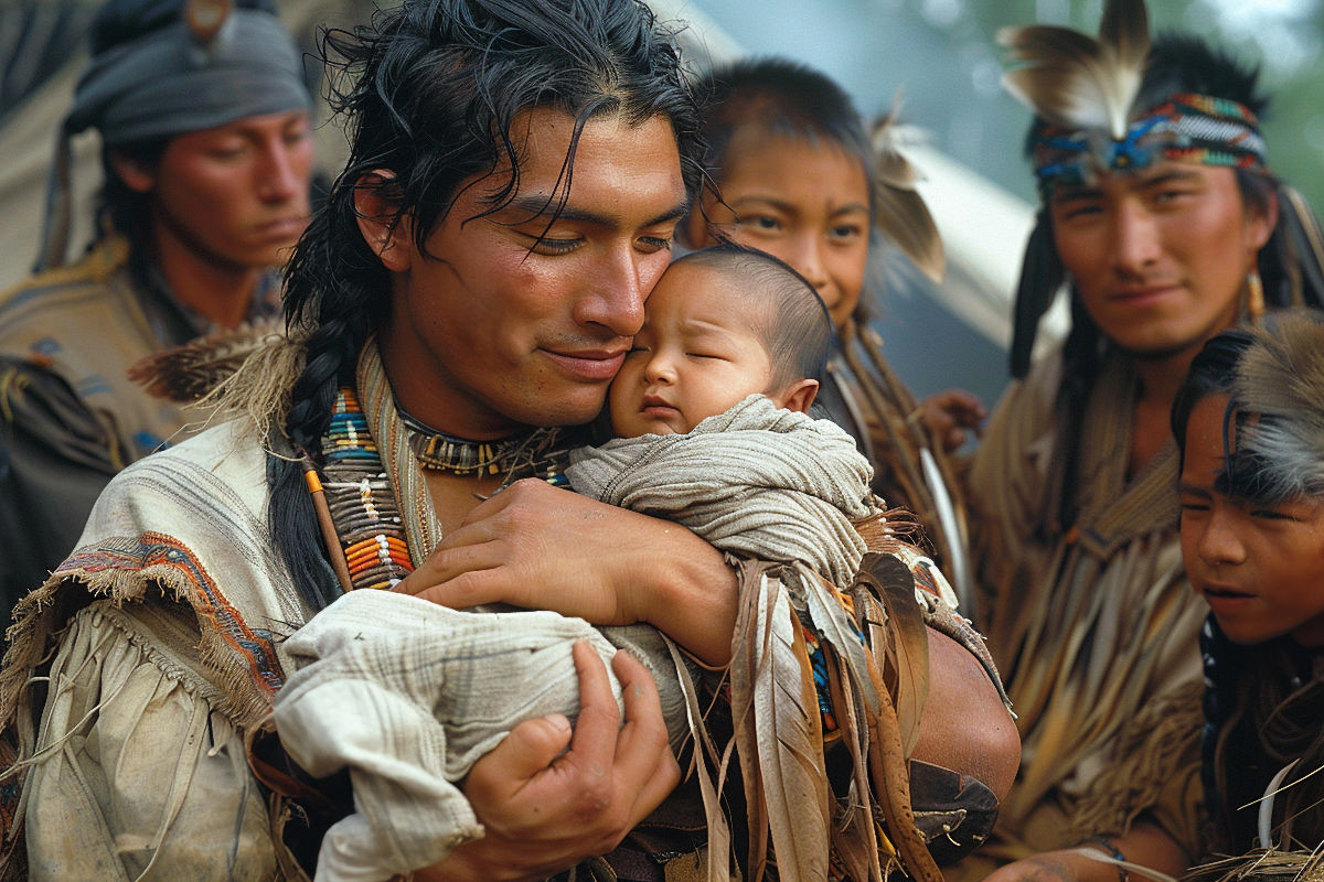 Neue Generation - Indianer mit seinem Sohn