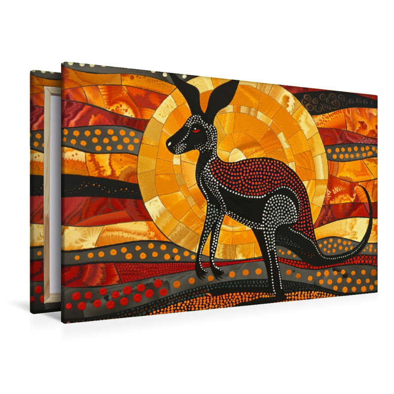 Känguru im Sonnenuntergang - im Stil der Kunst der Aborigines