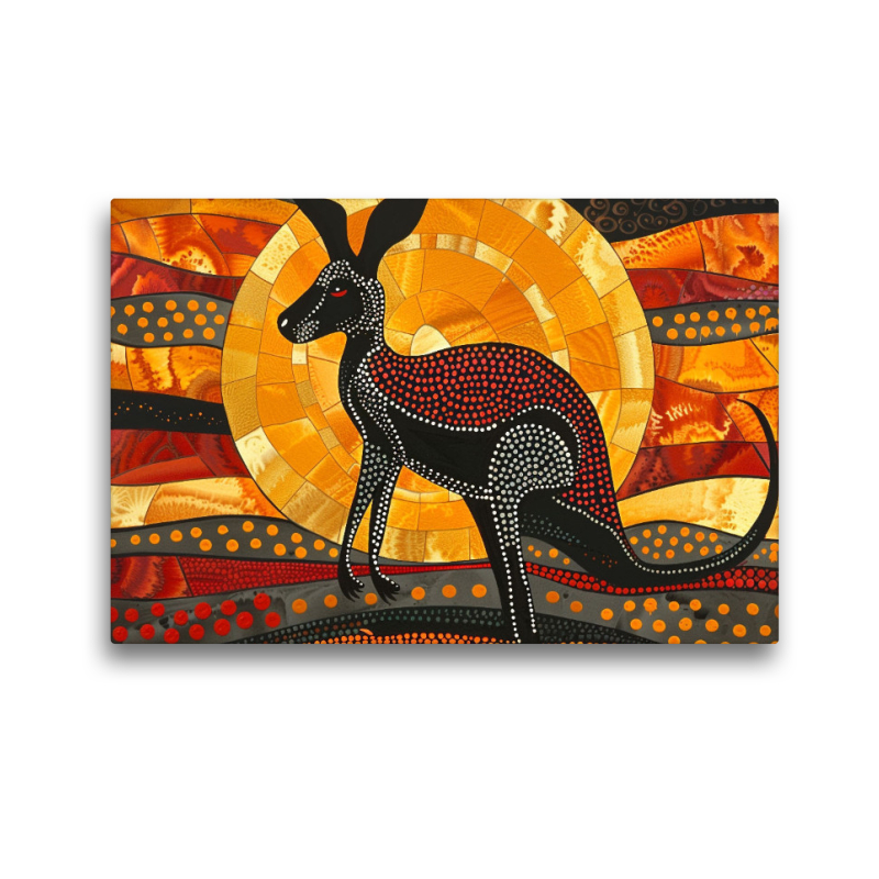 CALVENDO Puzzle 'Känguru Im Sonnenuntergang' – 1000 Teile Im Aboriginal-Stil, Premium Qualität
