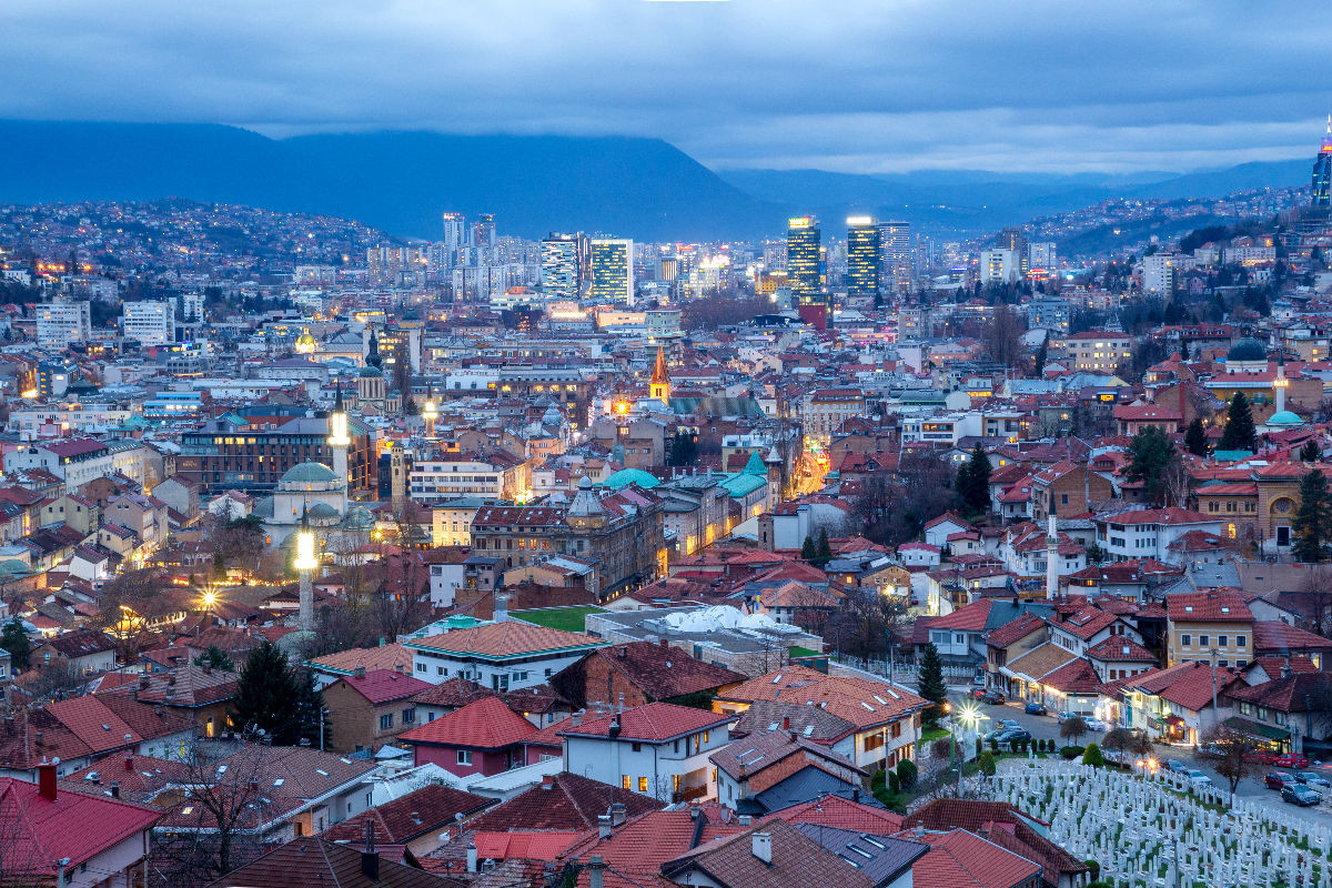 Stadtblick zur Blauen Stunde von der 'Gelben Festung'