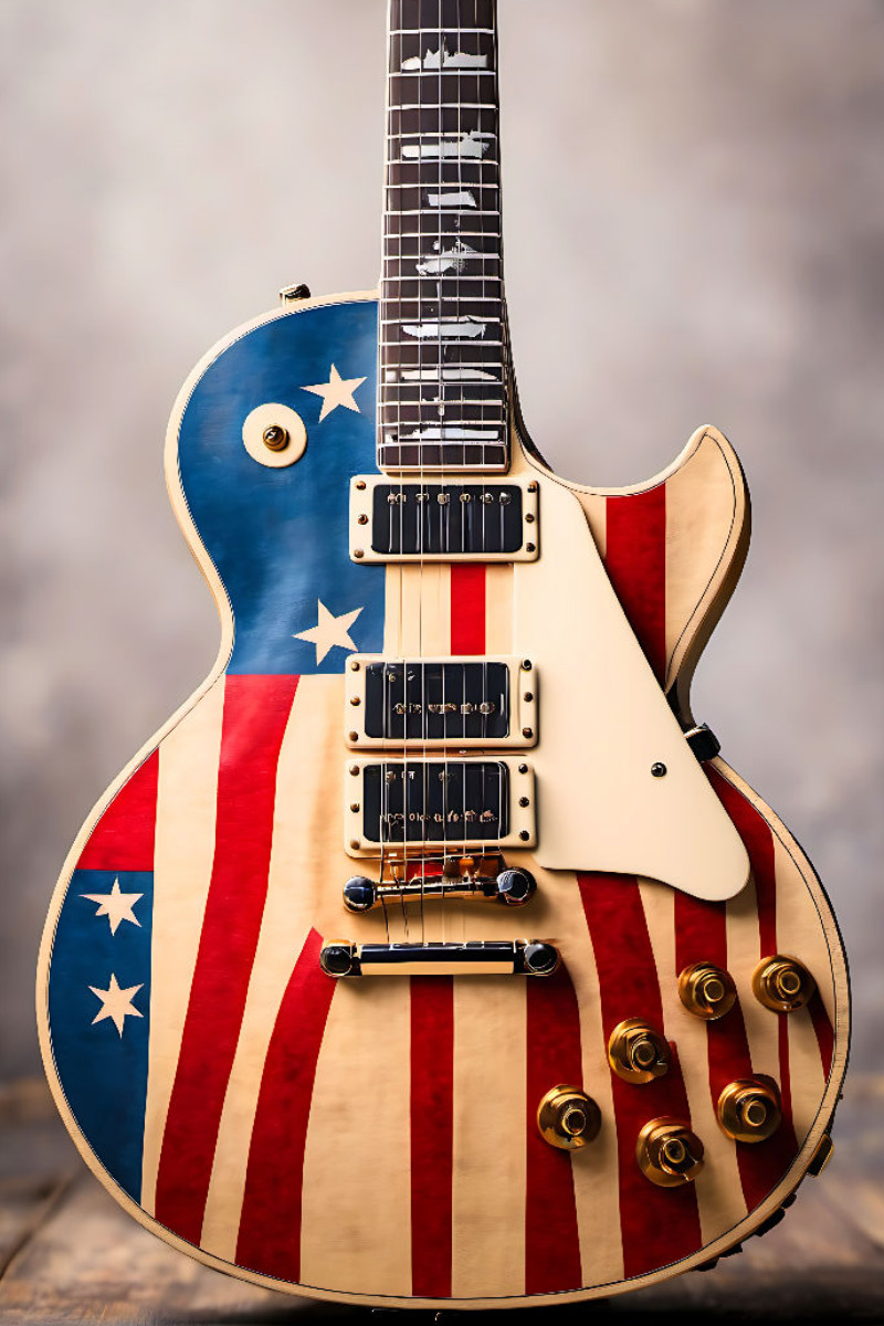 Stars and Stripes - stylisch bemalte elektrische Gitarre