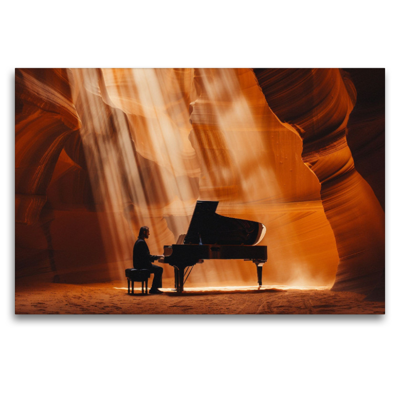 Pianospieler am Flügel im Canyon