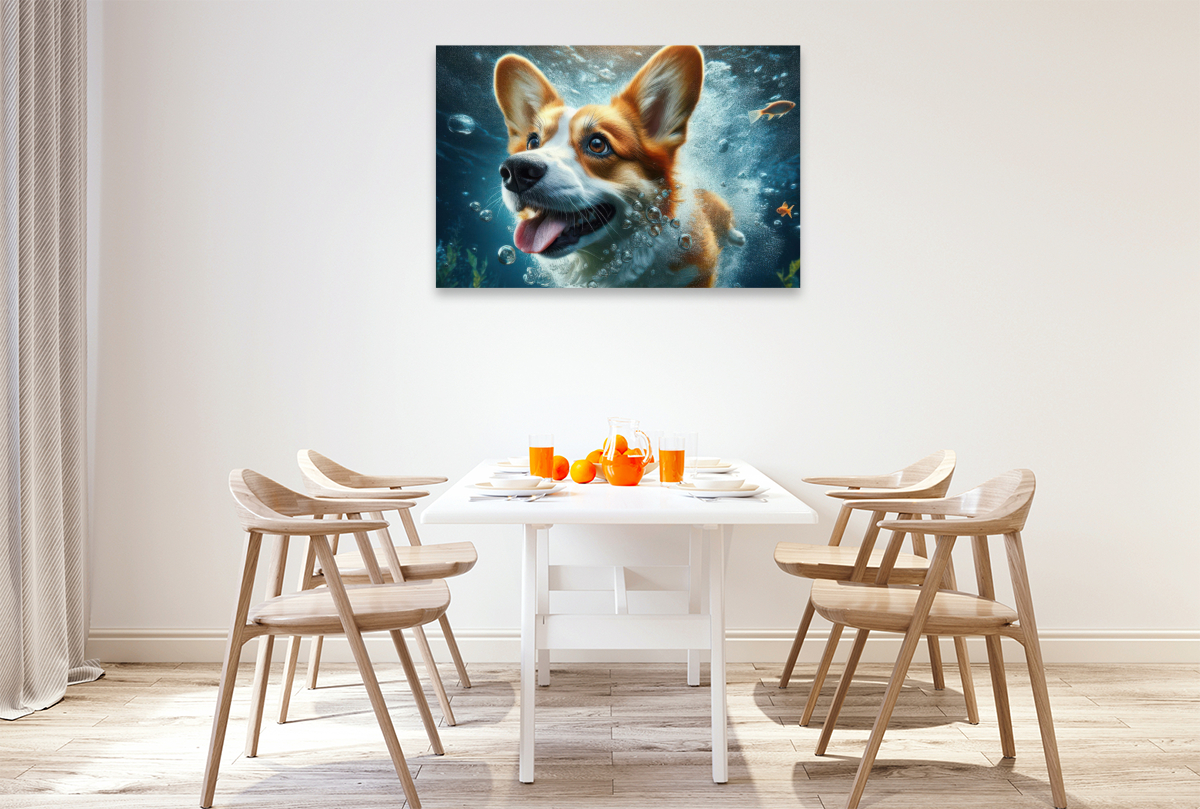 Welsh Corgi Pembroke unter Wasser