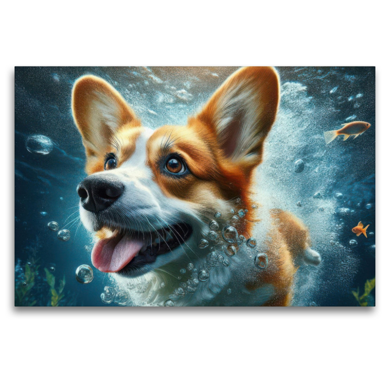 Welsh Corgi Pembroke unter Wasser