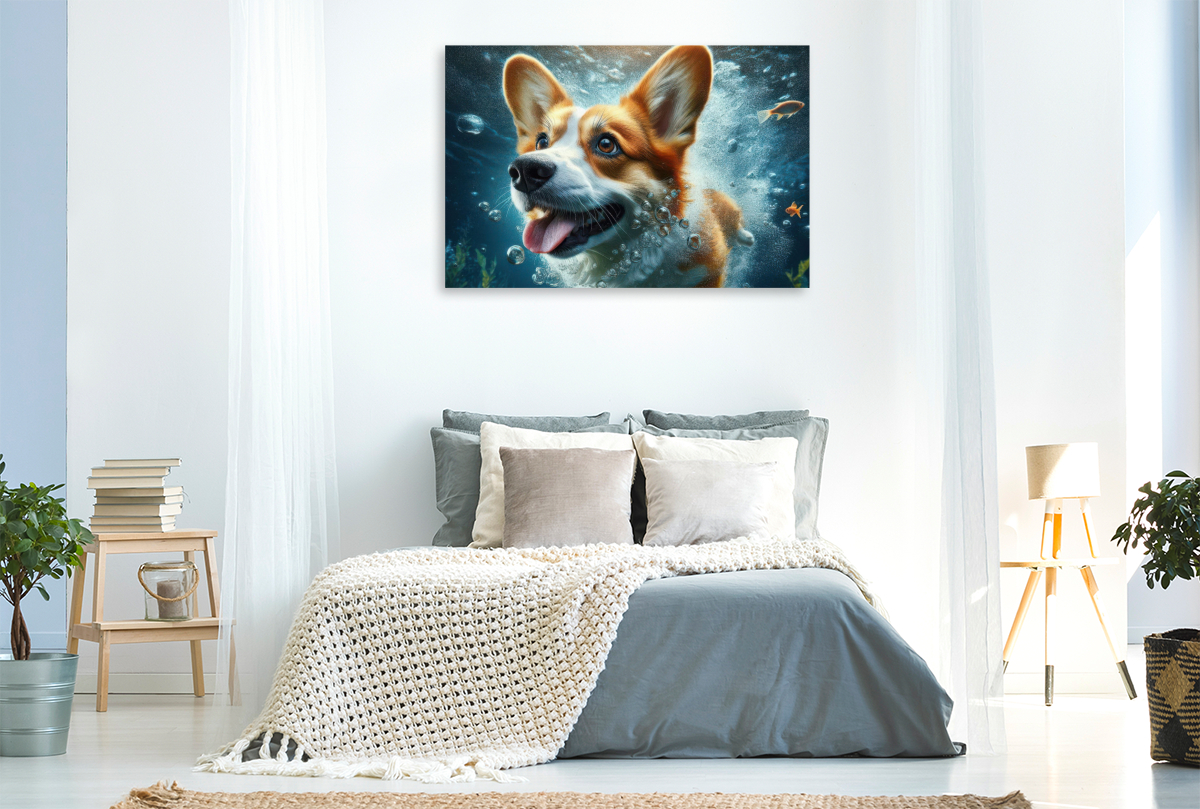 Welsh Corgi Pembroke unter Wasser