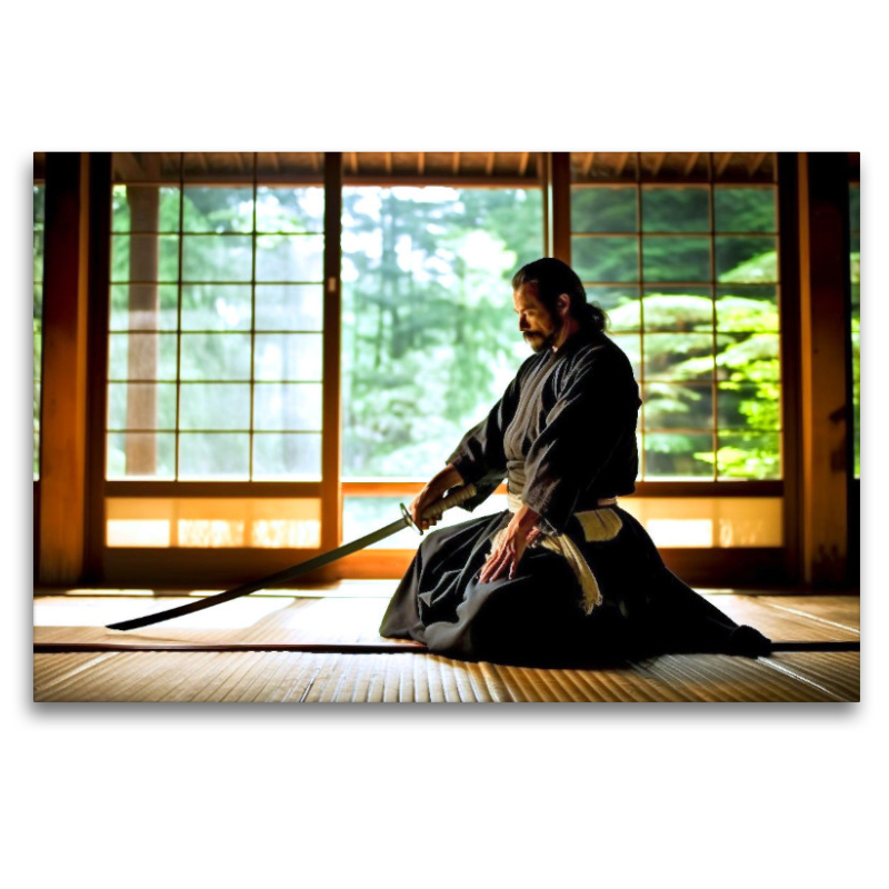 Gesammelte Vorbereitung - Samurai mit Katana Schwert