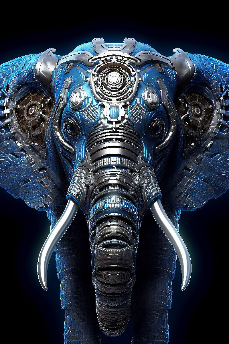 Elefant - Cyborg Tier in Verbindung mit Elementen des Steampunk