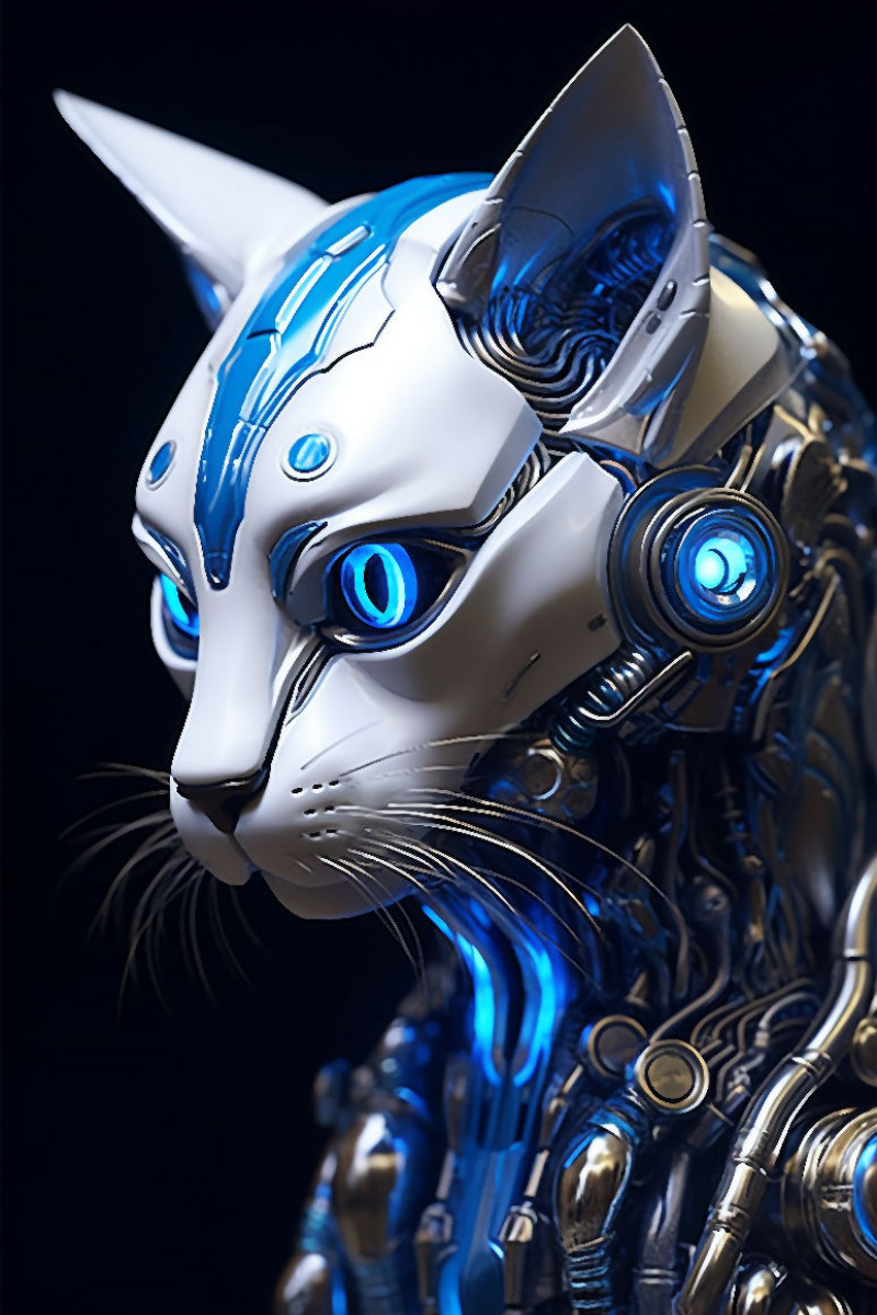 Katze - Cyborg Tiere der Science Fiction Zukunft