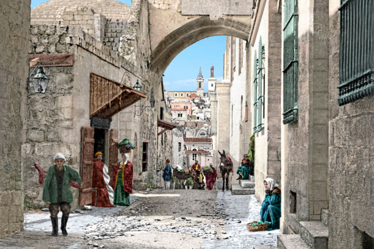 Jerusalem – Ecce-Homo-Bogen in der Via Dolorosa um 1900