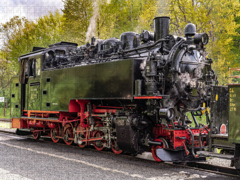 Dampflock 99 731 der Schmalspurbahn der Region Oberlausitz im Bahnhof Kurort Jonsdorf.