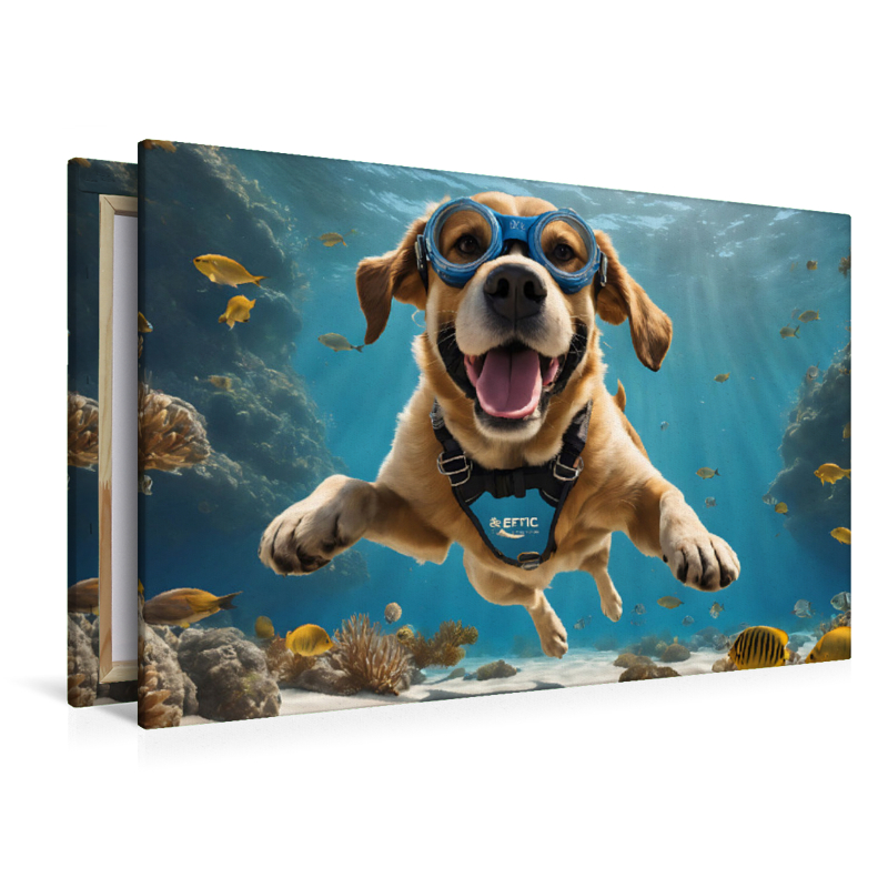 Tauchender Hund mit Schwimmbrille