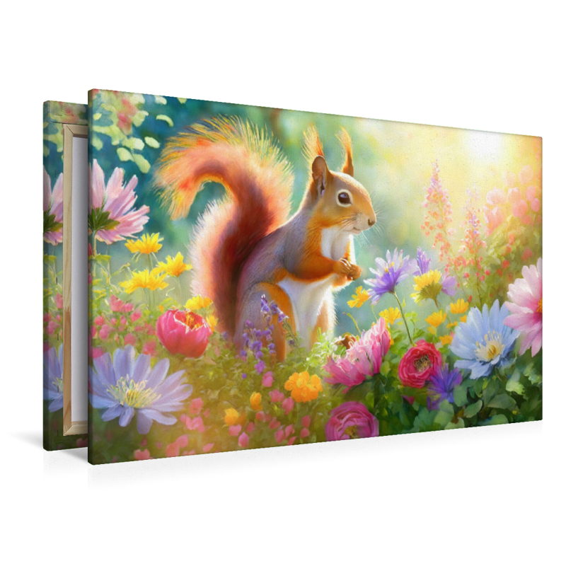 Joy of life in the sea of ​​flowers: The lively squirrel in the garden