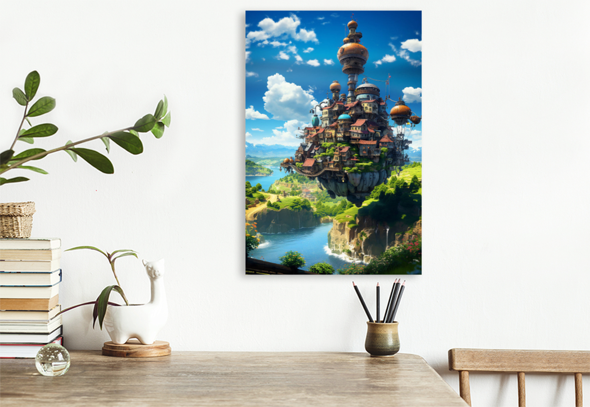 Fliegende Insel im Anime Manga Style