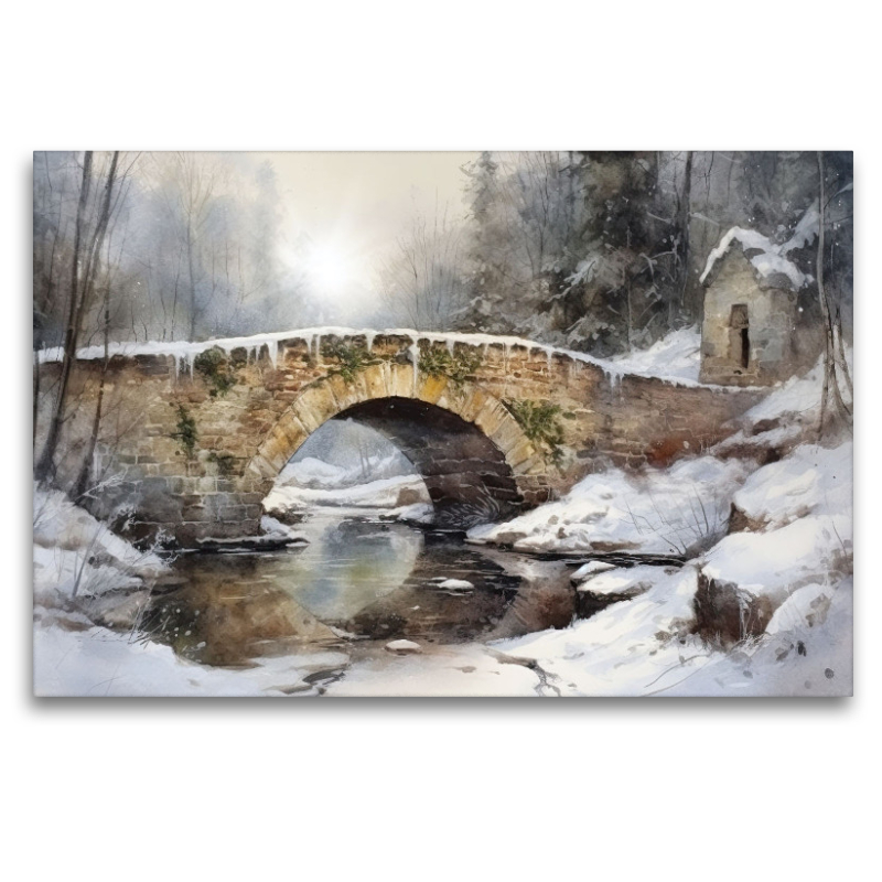 Steinbrücke im Winter